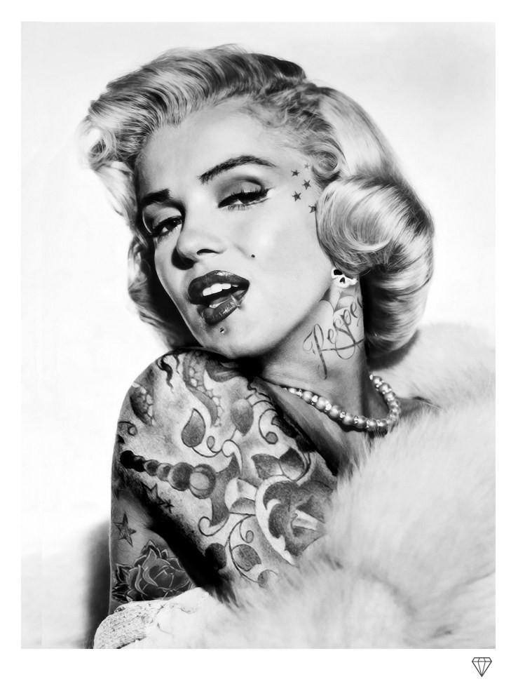 Marilyn Monroe Tattoo Black And White - Marilyn Monroe Drawing Black And Wh...
