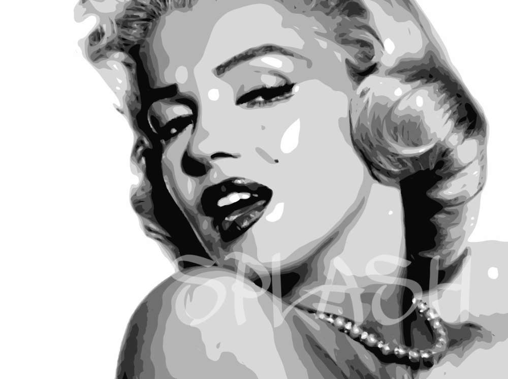 1000x746 Marilyn Monroe Black And White Painting Splash Paintings - Marilyn Monroe Drawing Black And White