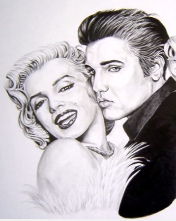 358x448 Elvis Presley And Marilyn Monroe Elvisblog - Marilyn Monroe Drawing Black And White