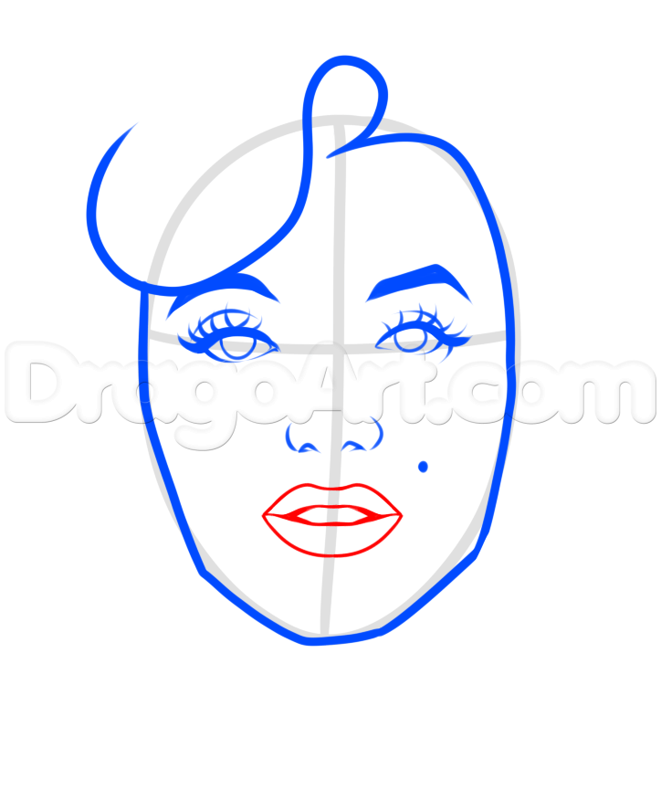724x865 How To Draw Marilyn Monroe Easy, Step - Marilyn Monroe Drawing Outline