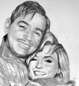 276x300 marilyn monroe, clark gable original pencil drawing fine art - Marilyn Monroe Drawing Pencil