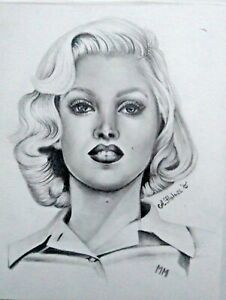 226x300 Marilyn Monroe,original Pencil Portrait Drawing Ebay - Marilyn Monroe Drawing Pencil