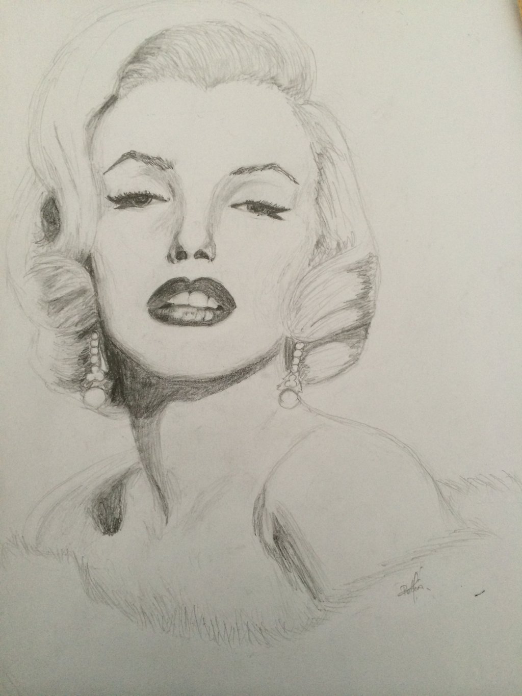 1024x1365 Pencil Drawing Black And White Marilyn Monroe With Hat - Marilyn Monroe Drawing Pencil Easy