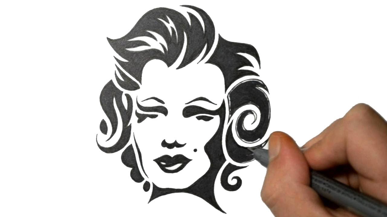 1280x720 Drawing Marilyn Monroe In A Tribal Tattoo Design Style - Marilyn Monroe Drawing With Tattoos