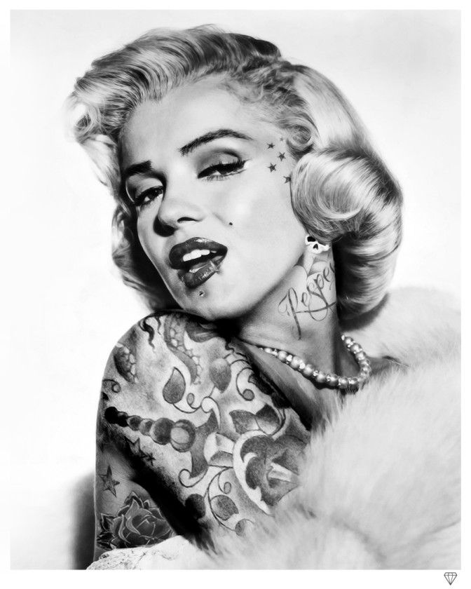 672x840 Marilyn Monroe Tattoo Bw Available - Marilyn Monroe Drawing With Tattoos