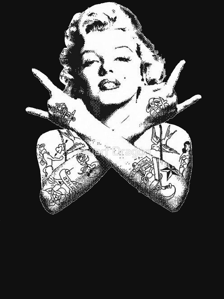 750x1000 Marilyn Monroe Tattoo Thug Life T Shirt - Marilyn Monroe Drawing With Tattoos