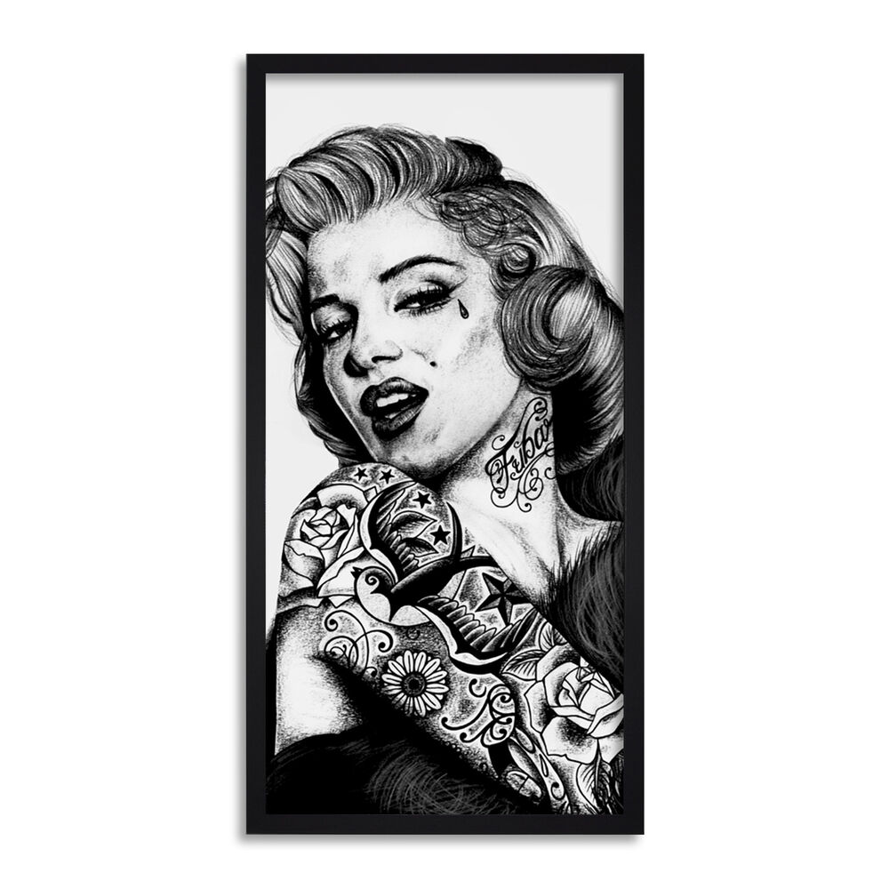 1000x1000 Marilyn Monroe Tattoo Wayne Maguire Inked Ikons Long Panel Framed - Marilyn Monroe Drawing With Tattoos