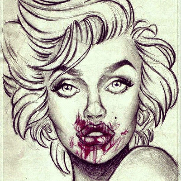 612x612 Marilyn Monroe Zombie Tattoo Art Tattoo Ideas - Marilyn Monroe Drawing With Tattoos
