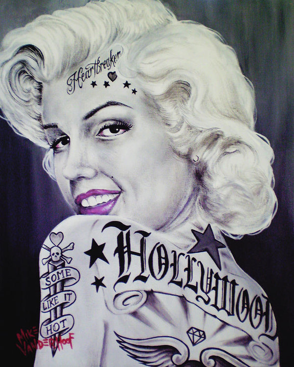 599x747 Tattooed Marilyn Monroe Poster - Marilyn Monroe Drawing With Tattoos
