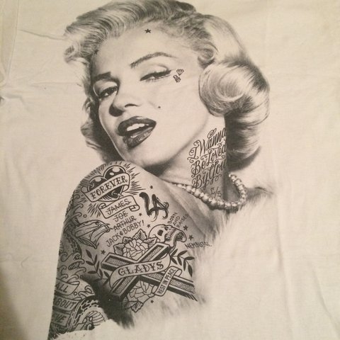 480x480 marilyn monroe tattooed rebel t shirt - Marilyn Monroe Drawing With Tattoos