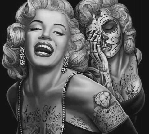 480x432 Tattoo Tumblr Uploaded - Marilyn Monroe Drawing With Tattoos