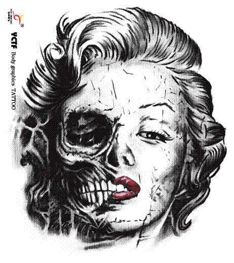 462x519 Chest Temporary Tattoos Stickers Waterproof Disfigure Marilyn - Marilyn Monroe Drawing With Tattoos