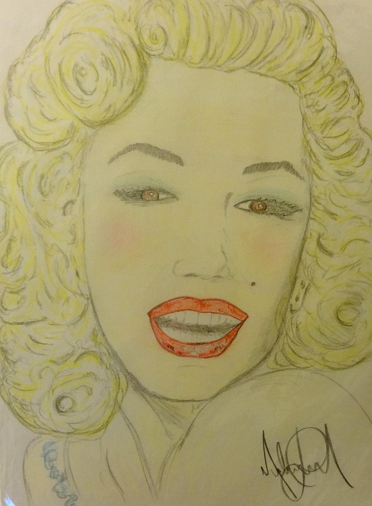 750x1020 Michael Jackson Drawing Marilyn Monroe Portrait - Marilyn Monroe Lips Drawing