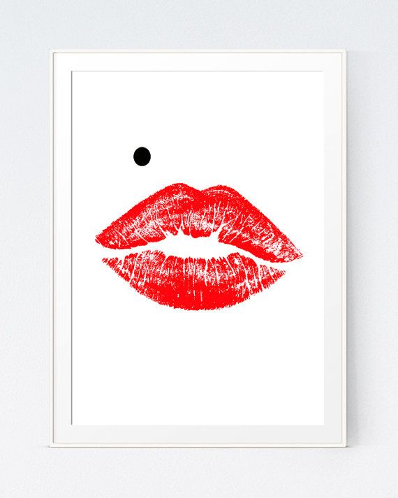 570x713 Marilyn Monroe Lips Red With Black Mole Printable, Digital Diy - Marilyn Monroe Lips Drawing