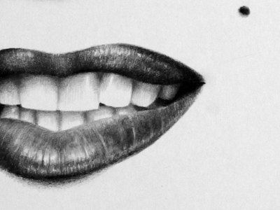 400x300 marilyn monroe minimalism pencil drawing illustrations, drawings - Marilyn Monroe Lips Drawing