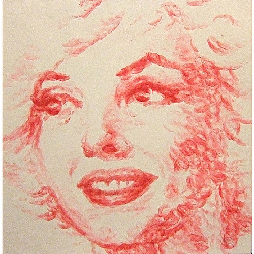 500x500 Marilyn Monroe Portrait Made From Kisses - Marilyn Monroe Lips Drawing