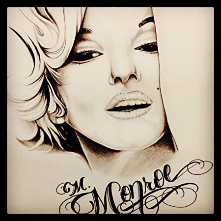 450x450 Marilyn Monroe Smoking Sketch Portrait, Charcoal Graphite Pencil - Marilyn Monroe Pencil Drawing