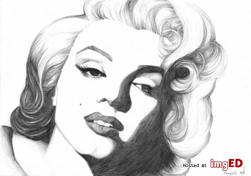 500x352 Marilyn Monroe Portrait, Original Pencil Drawing, High Quality - Marilyn Monroe Pencil Drawing