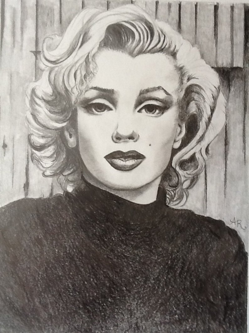 794x1059 Marilyn Monroe Original Drawing Etsy - Marilyn Monroe Portrait Drawing