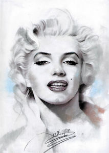 213x300 Marilyn Monroe Portrait Art Canvas Prints Signed - Marilyn Monroe Portrait Drawing