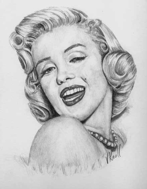 570x731 Marilyn Monroe Pencil Portrait Drawing Illustrated - Marilyn Monroe Portrait Drawing