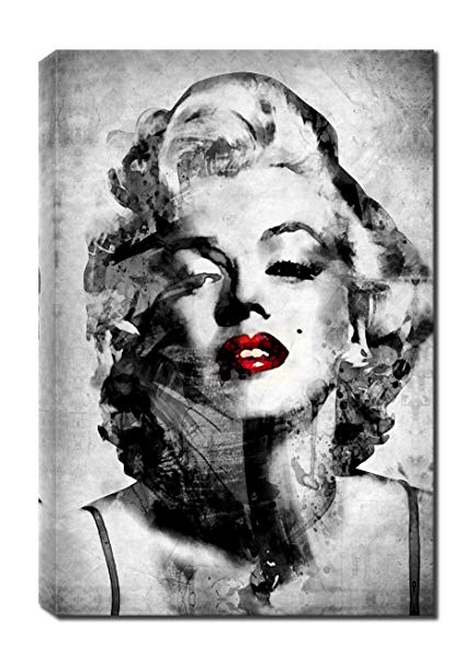 433x606 Black And White Marilyn Monroe Canvas Red Lip Wall Art - Marilyn Monroe Portrait Drawing
