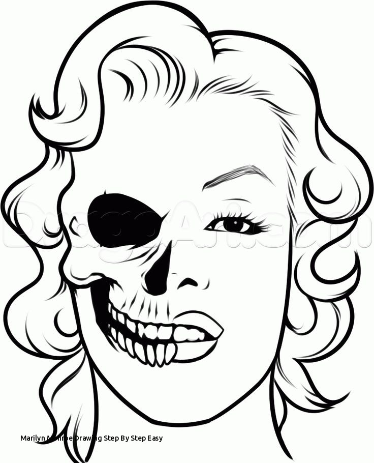 736x910 Marilyn Monroe Drawing Step - Marilyn Monroe Skull Drawing