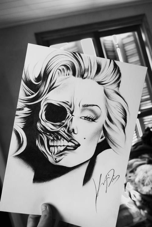 500x747 marilyn monroe skull i love this! definitely would like to draw - Marilyn Monroe Skull Drawing