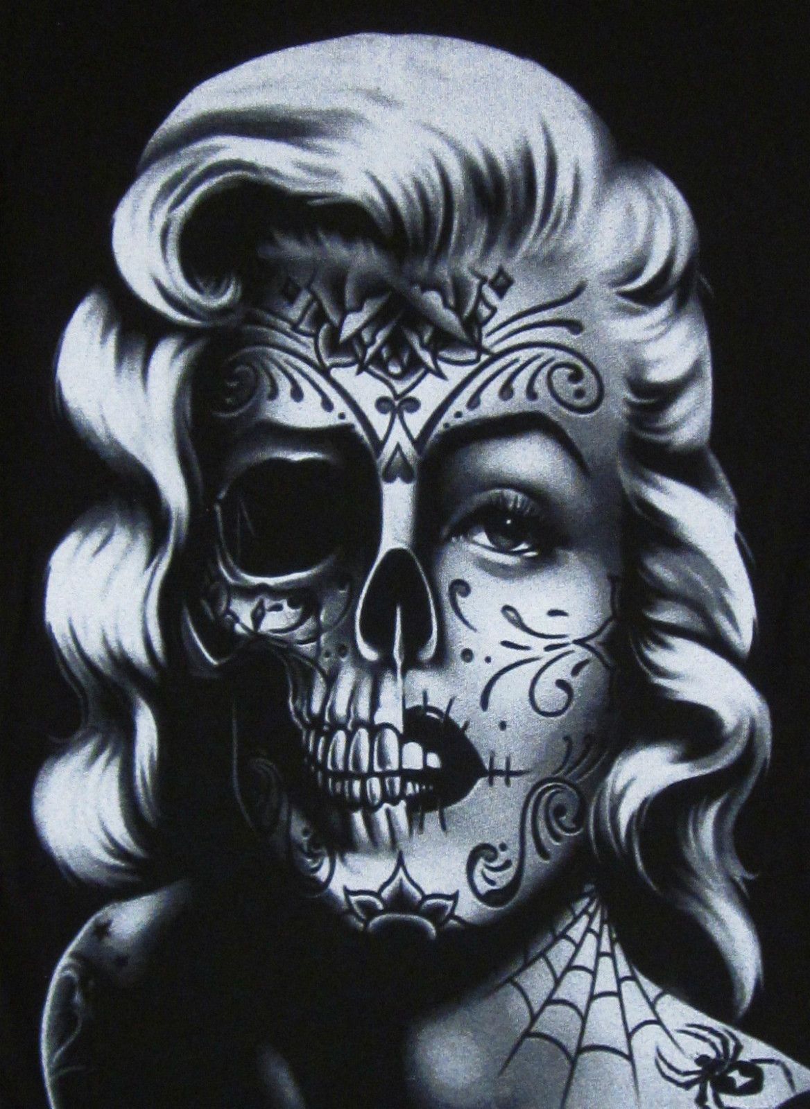 1168x1600 Women Marilyn Monroe Skull Zombie Face Body Skeleton Tattoo Adult...