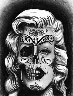 236x309 Best Marilyn Monroe Sugar Skull Tattoo Designs Images Sugar - Marilyn Monroe Skull Drawing