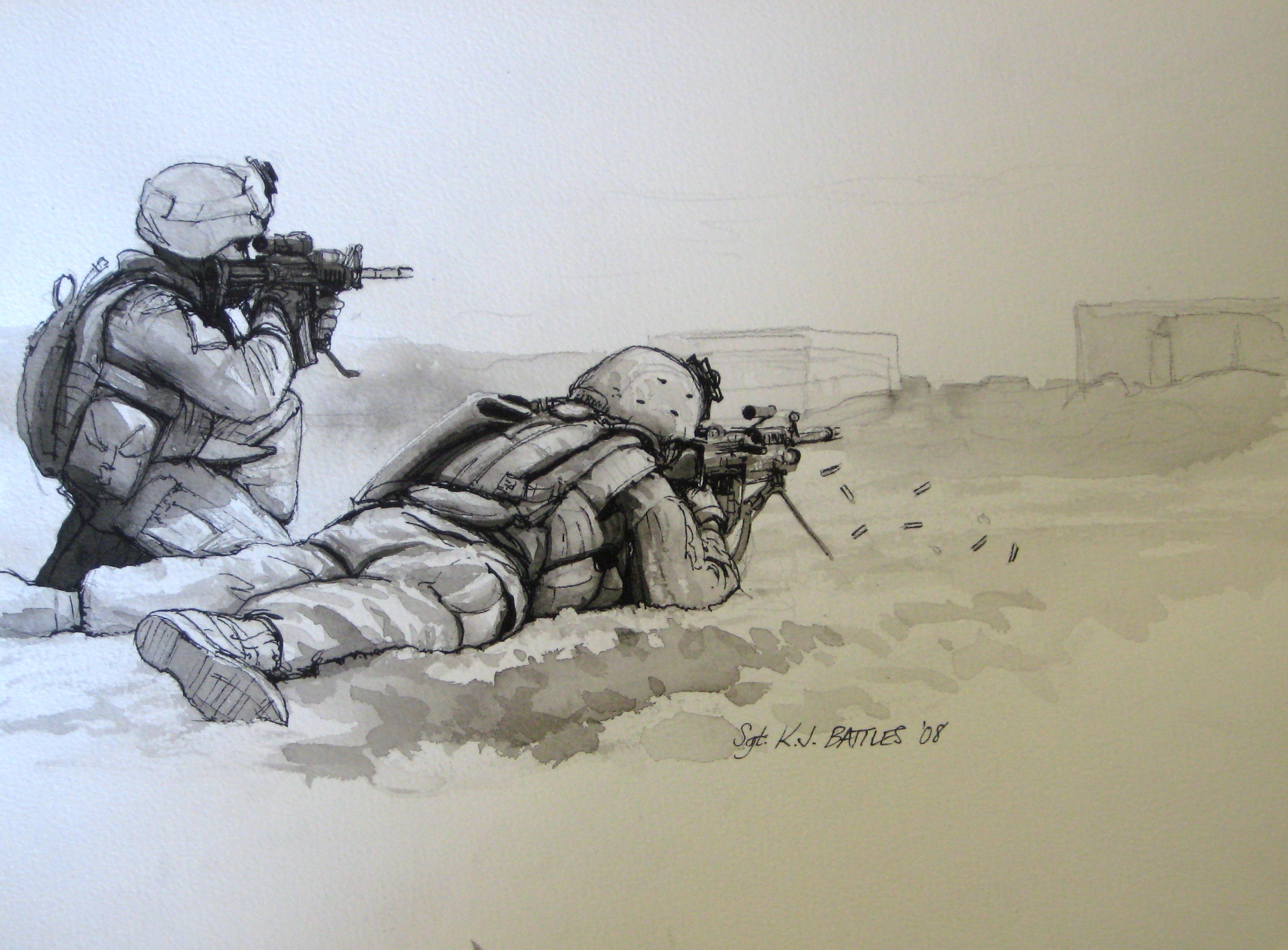 2793x2060 combat artists paint reserve battalion's portrait gt marine corps - Marine Corps Drawing