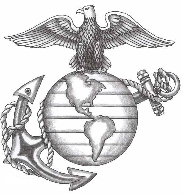 600x636 Marine Symbol Drawing - Marine Corps Drawing