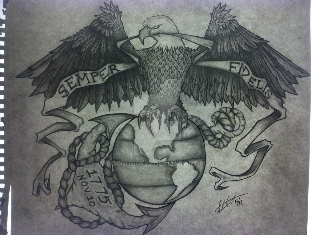 1024x765 Marine Corps Emblem Tattoo Design - Marine Corps Emblem Drawing