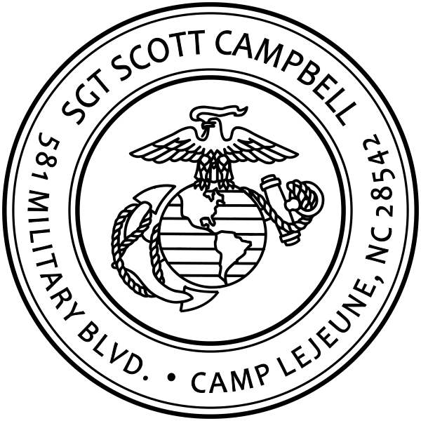 600x600 United States Marine Corps Address Stamp - Marine Corps Emblem Drawing