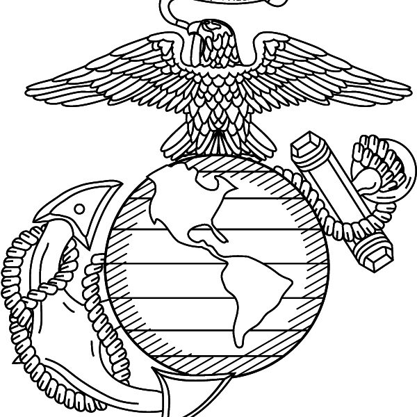 600x600 Marine Drawing Insignia For Free Download - Marine Corps Emblem Drawing