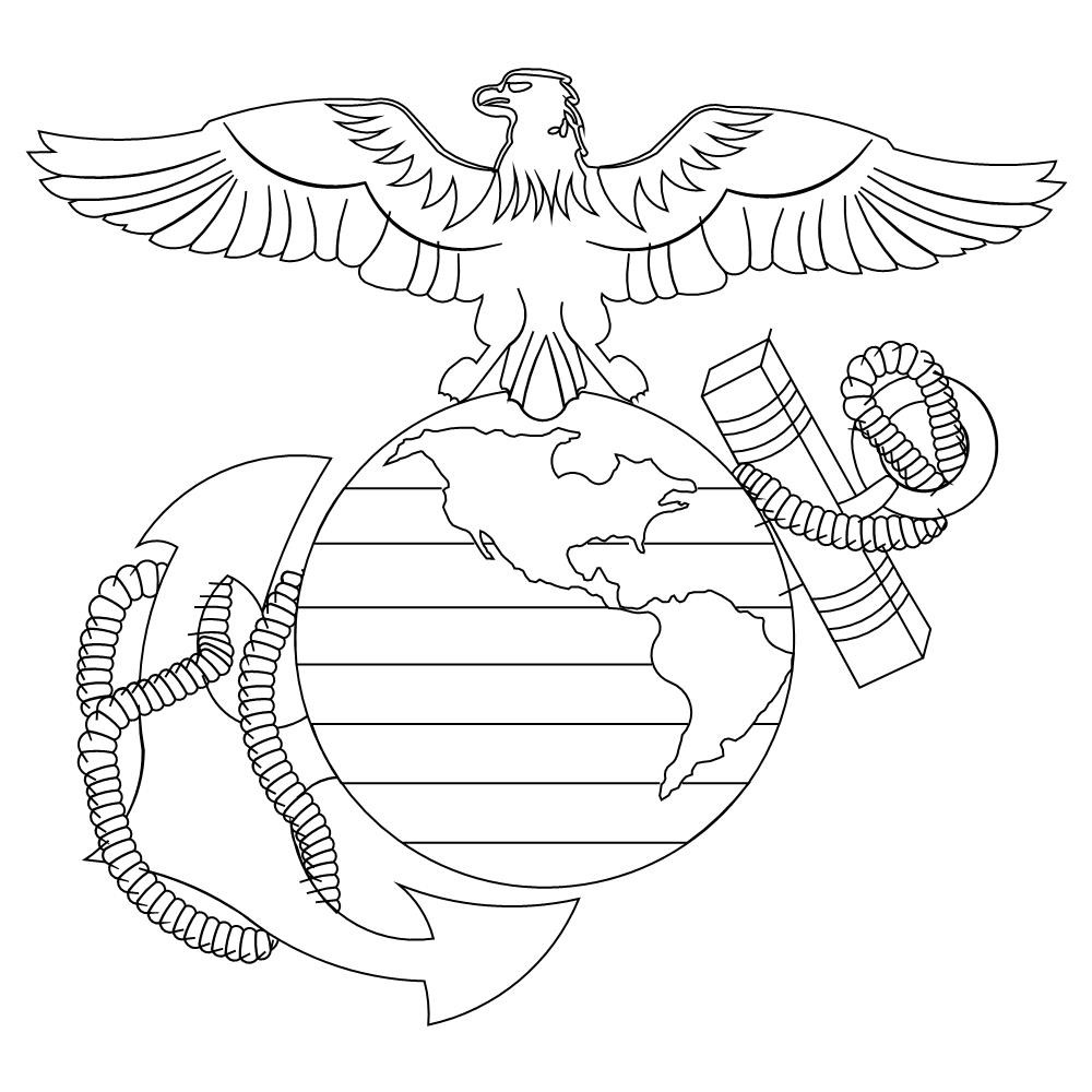 1000x1000 united states marine corps logo drawing sketch coloring page - Marine Corps Logo Drawing