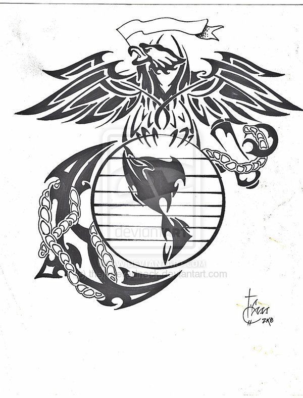 600x788 Tribal Marine Corp Logo - Marine Corps Logo Drawing