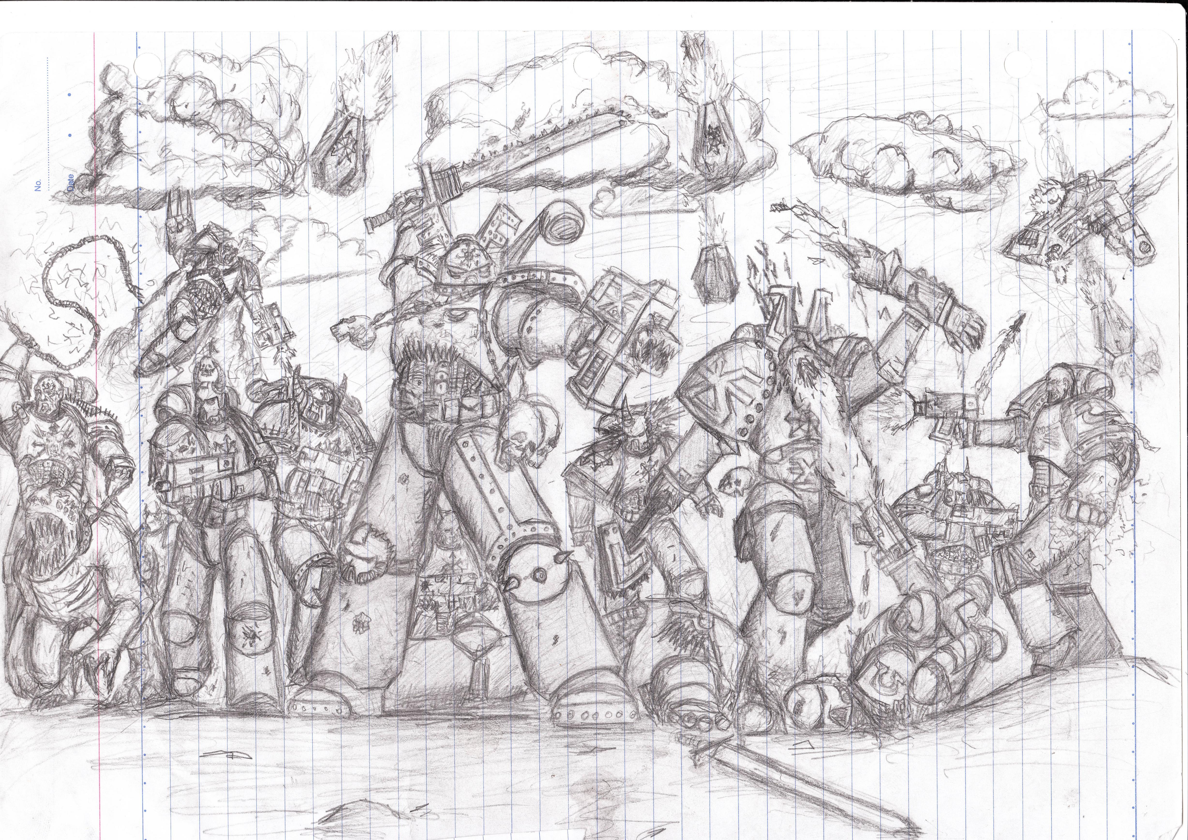4911x3472 Space Marine Art From High School - Marine Drawings