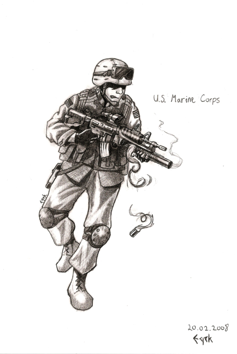 470x703 Marine Drawing Standing Soldier For Free Download - Marine Drawings