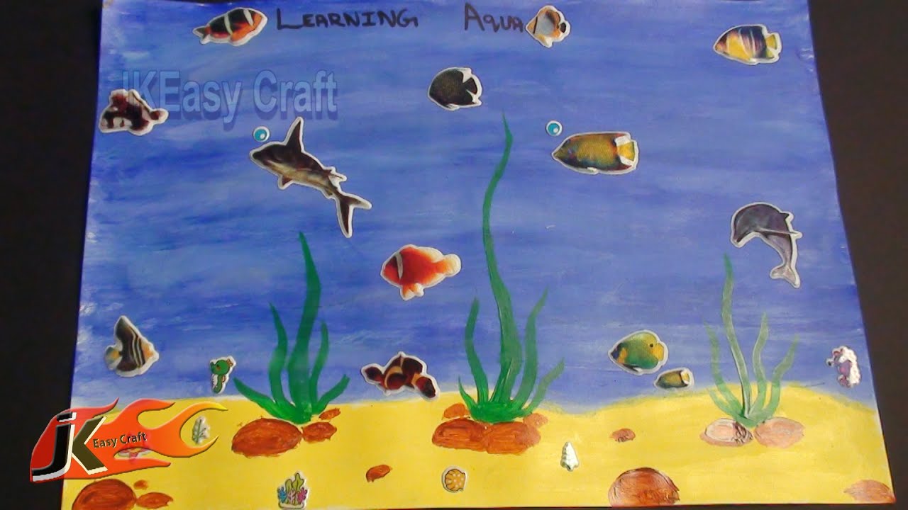 1280x720 Draw Under Water Scene School Project For Kids Jk Easy Craft - Marine Ecosystem Drawing