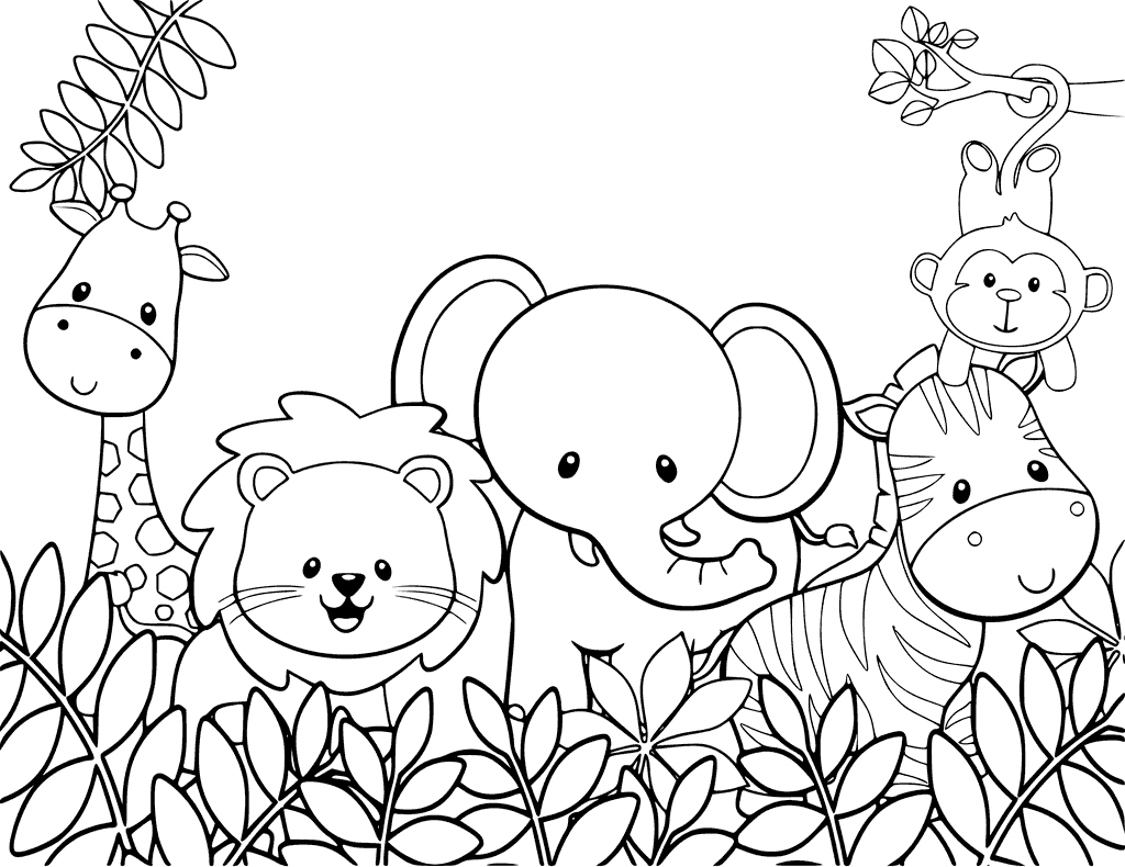 1024x790 Jungle Coloring Sheet With Rainforest Animals Pages Spectacular - Marine Ecosystem Drawing