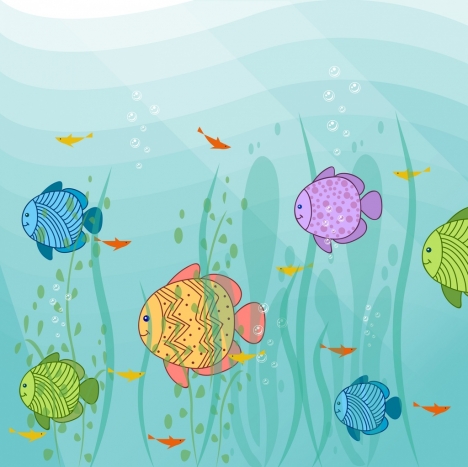 468x467 marine life drawing colorful handdrawn fish icons vectors stock - Marine Life Drawing