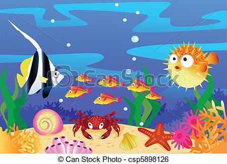 450x325 Stock Vector Under The Sea And Marine Life Drawings Dolphin Turtle - Marine Life Drawing