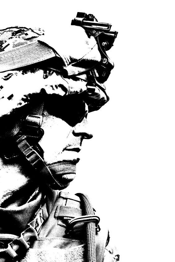 565x848 Black White Image Of Us Marine In Uniform - Marine Soldier Drawing