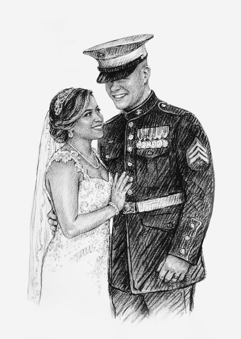 794x1116 Drawing From Photo Army Soldier Gifts Army Navy Marine Corps Etsy - Marine Soldier Drawing