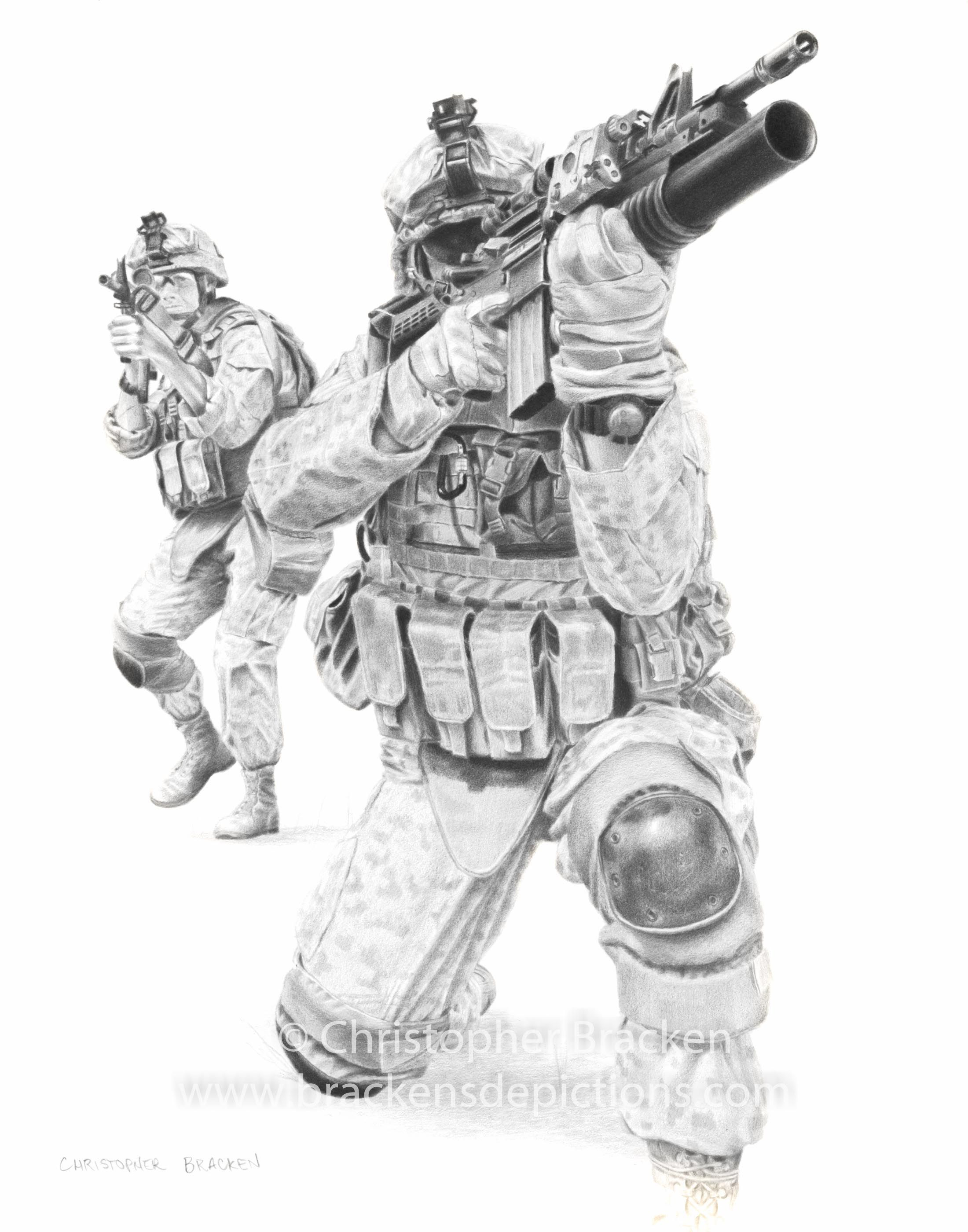 2200x2800 Pencil Drawing Of Soldier And Patrol, Soldiermarine Drawing - Marine Soldier Drawing