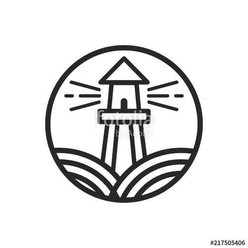 500x500 Lighthouse Logo Tower Icon Marine Symbol Vector Stock - Marine Symbol Drawing