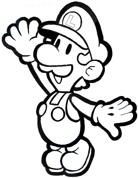 480x619 how to draw paper luigi from paper mario step - Mario And Luigi Drawing