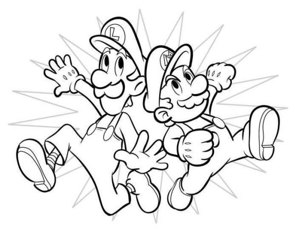600x465 mario and luigi superstar saga mario coloring pages coloring pages - Mario And Luigi Drawing