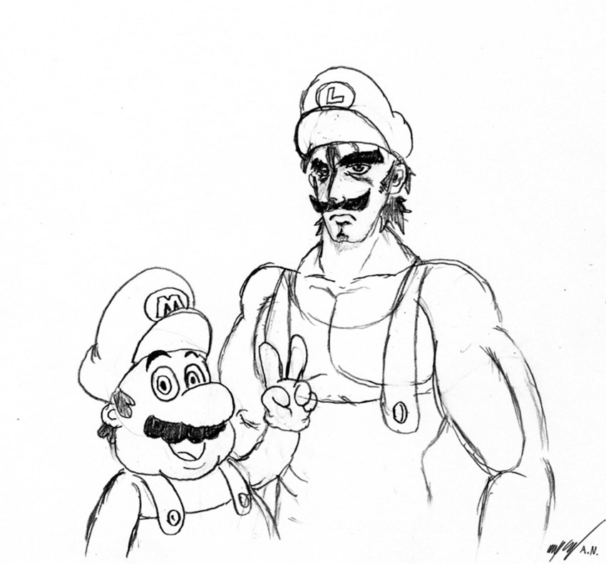 850x791 mario and luigi - Mario And Luigi Drawing